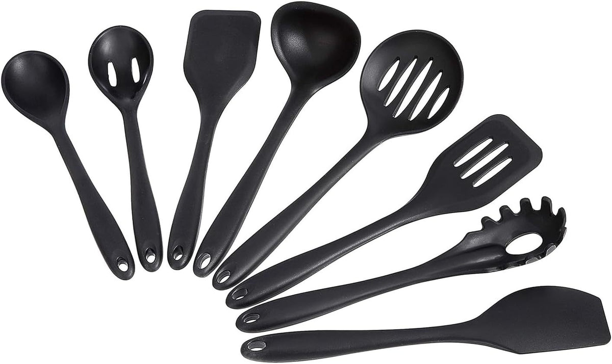 Silicone Non-Stick Heat Resistant Cooking Utensil Set, 8-Piece, Black - Closeout Connect