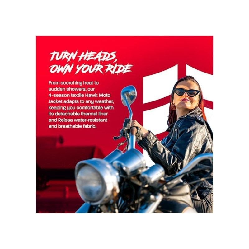 HWK Brando Women's Genuine Leather Motorcycle Jacket, Black