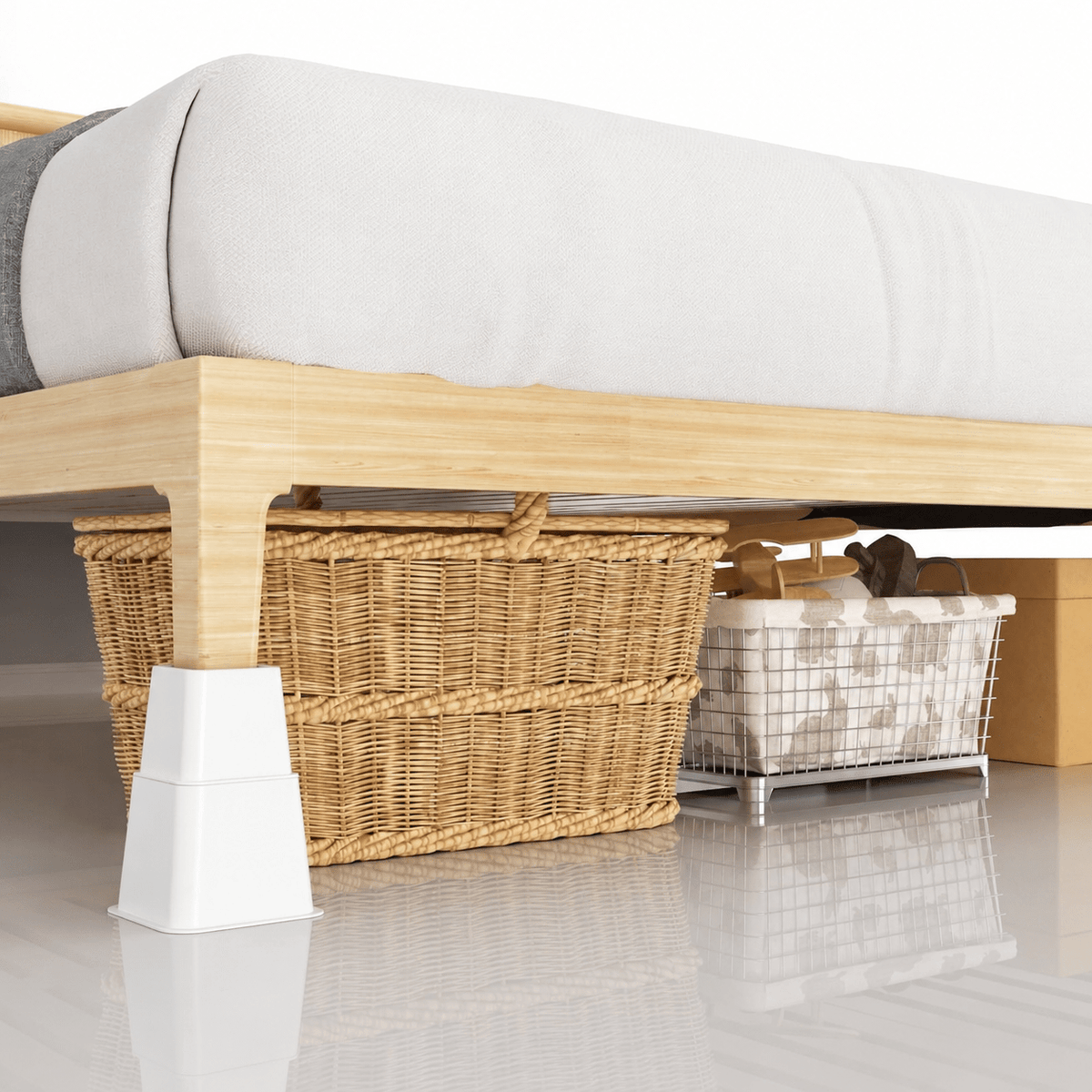 Adjustable Bed & Furniture Risers Set of 4, Stackable Heavy Duty - Closeoutconnect