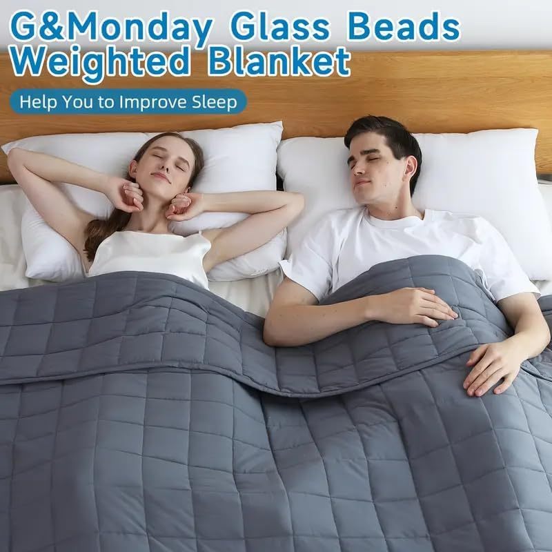 12 lb (5.4 kg) Soft Cooling Weighted Blanket for Adults & Kids with Glass Beads
