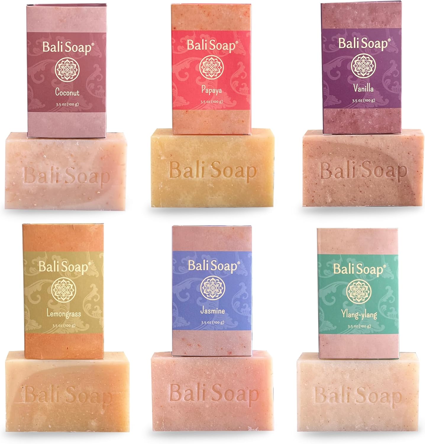 Bali Soap Natural Bar Gift Set 6 Pack Vegan Handmade Face Body Soap 3.5 Oz