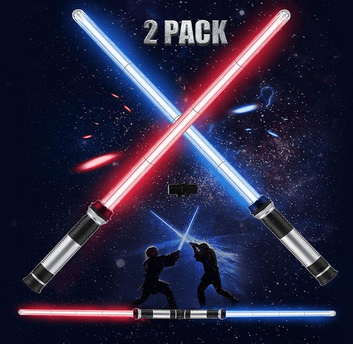 2-Pack LED Light Up Toy Swords with Motion Sound Effects