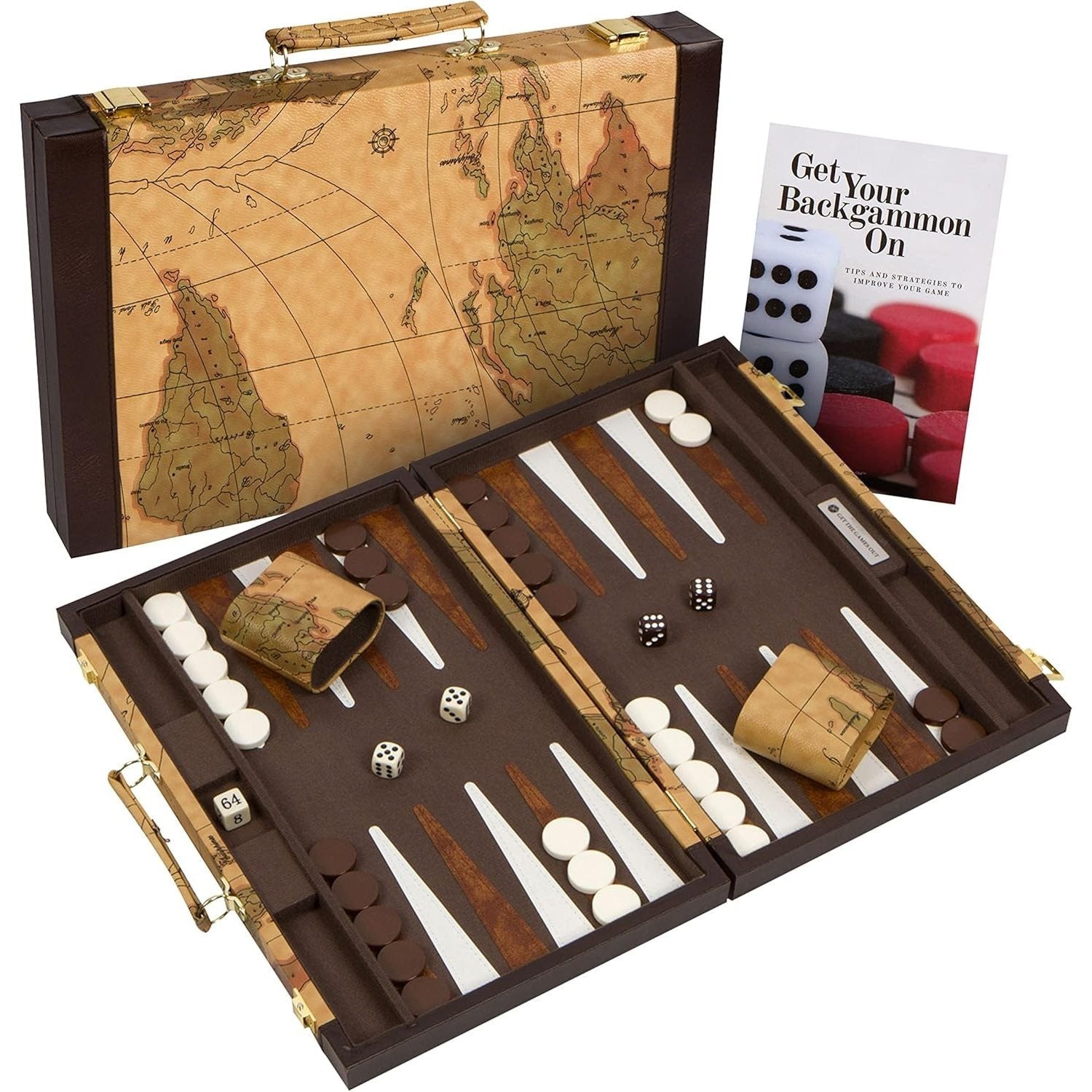 Travel Backgammon Set with Strategy Guide – Small Map Edition