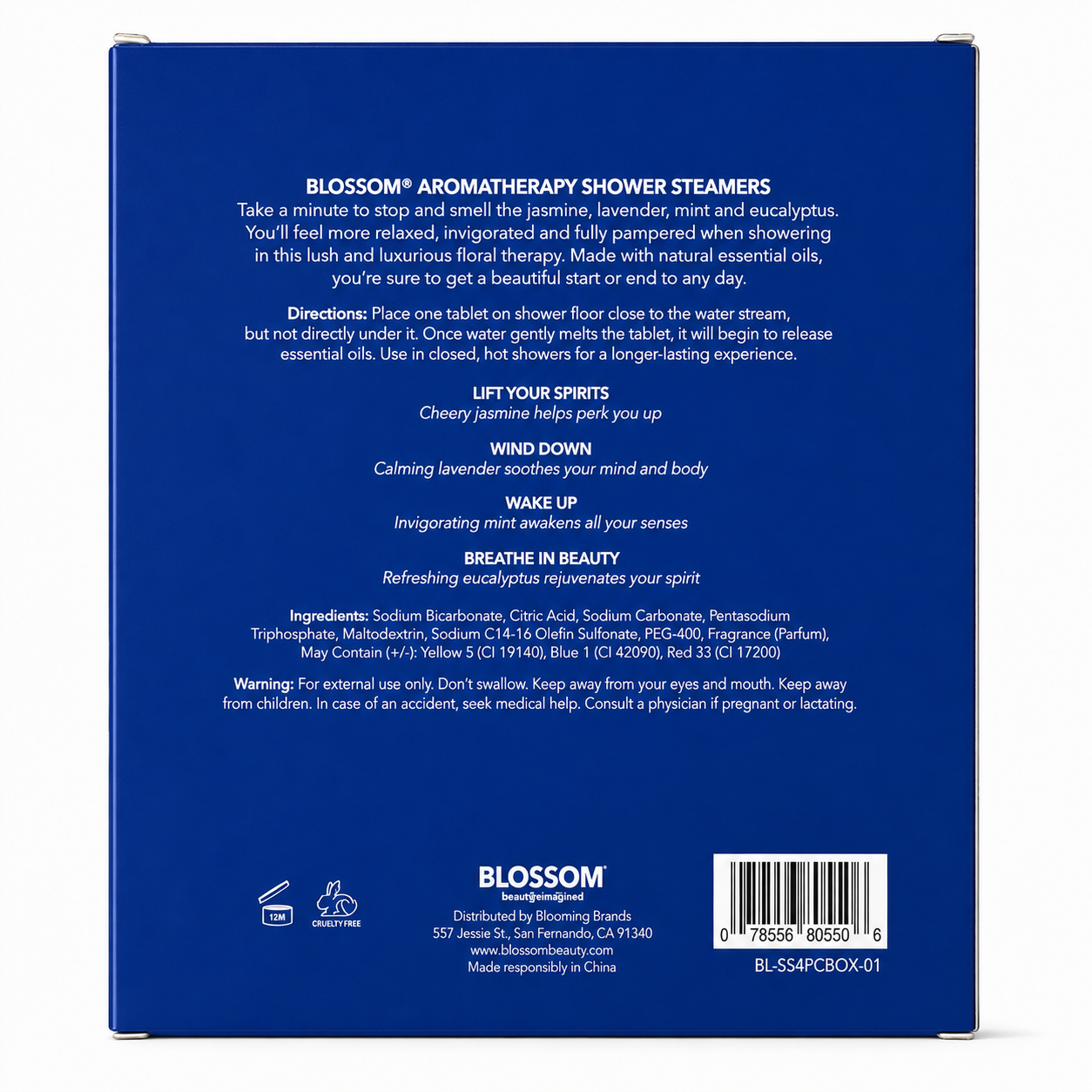 BLOSSOM Aromatherapy Shower Steamers, 4 Scents, 12 Tablets, Pack of 3