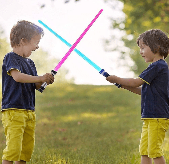 2-Pack LED Light Up Toy Swords with Motion Sound Effects - Closeout Connect