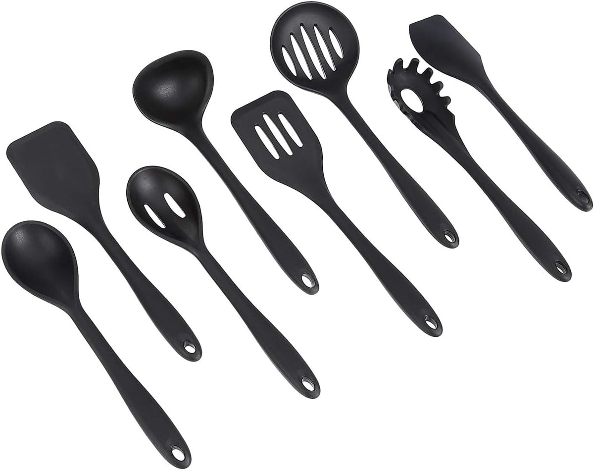 Silicone Non-Stick Heat Resistant Cooking Utensil Set, 8-Piece, Black - Closeout Connect