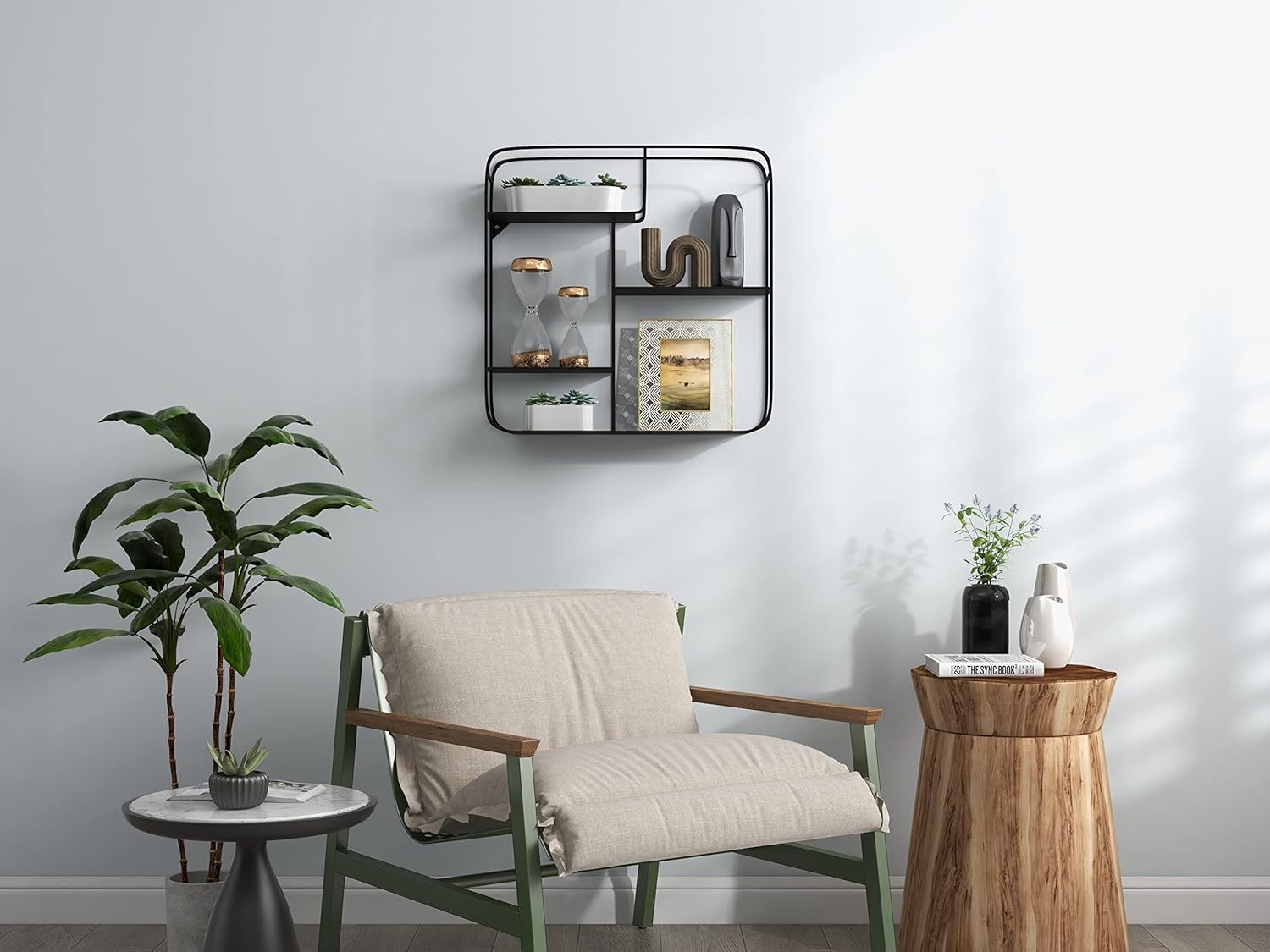 Can-Bramar Square Metal Accent Wall Shelf (CB2406-MB), Matte Black