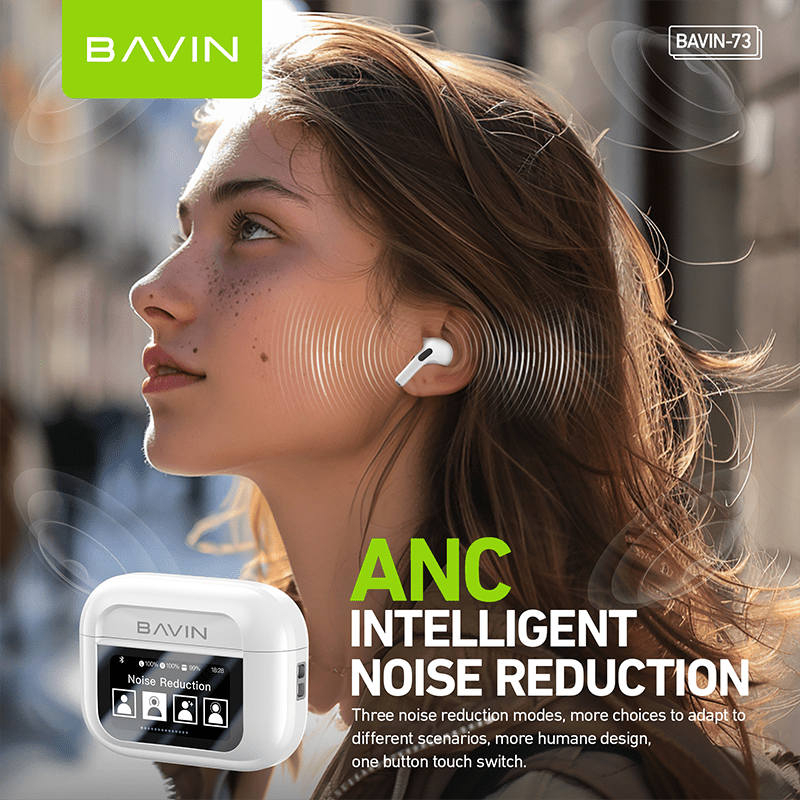 BAVIN HB-BA-73 ANC Wireless Bluetooth 5.3 Earbuds with Touch Display - Closeout Connect
