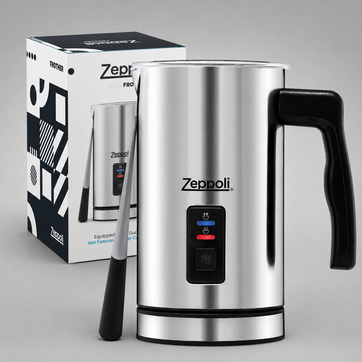 Zeppoli Electric Milk Frother & Warmer for Lattes & Cappuccinos