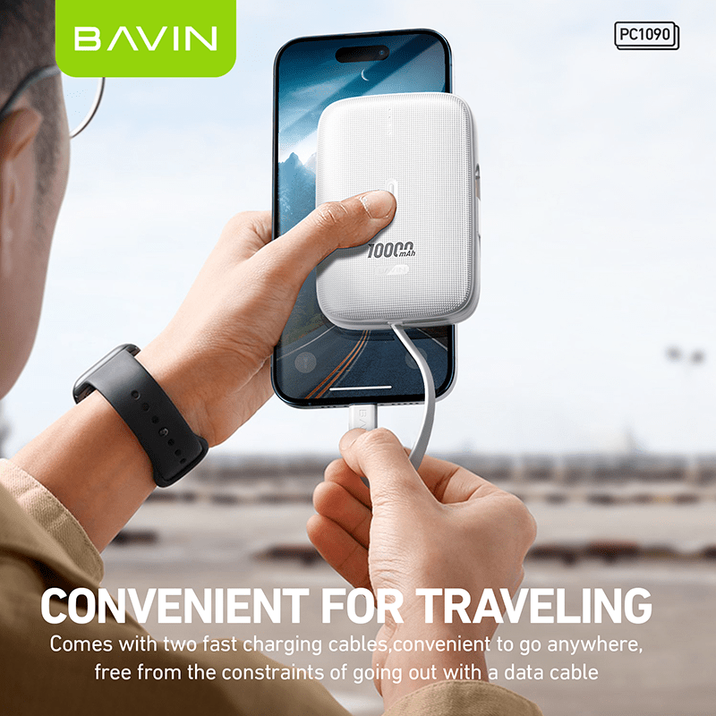 BAVIN PC1090 10000mAh Mini Power Bank with Bidirectional Charging Cable - Closeout Connect