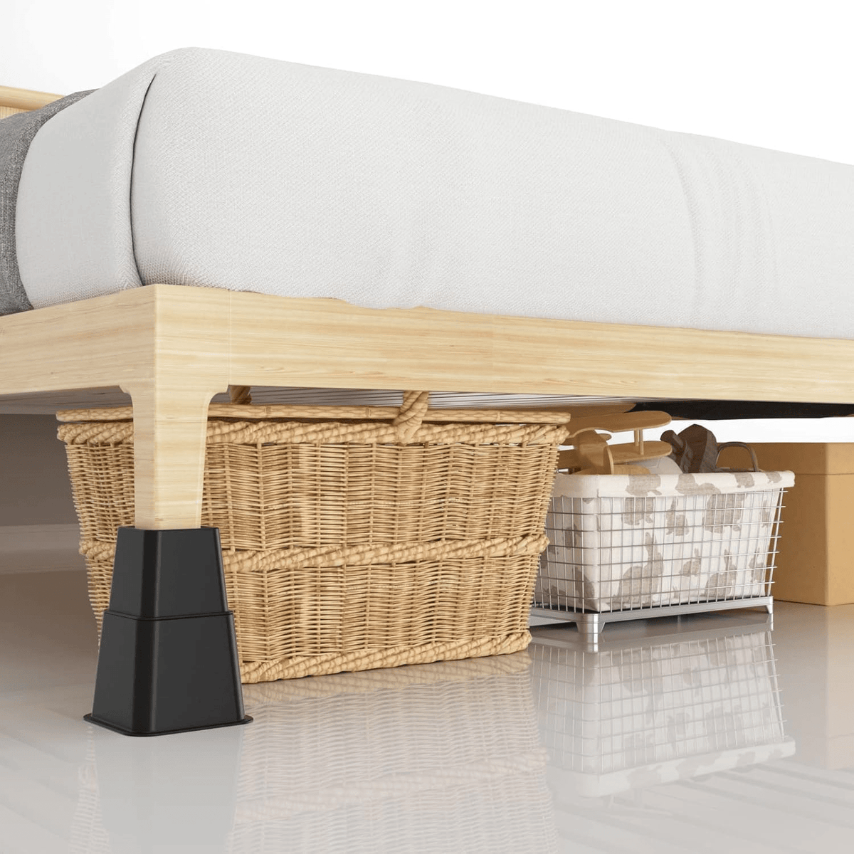 Adjustable Bed & Furniture Risers Set of 4, Stackable Heavy Duty - Closeoutconnect
