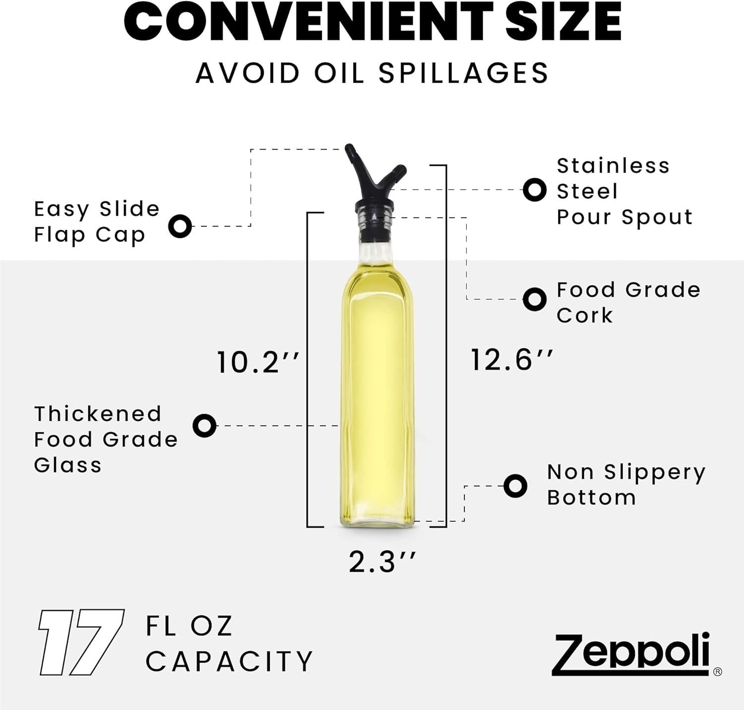 Zeppoli 17 oz Oil & Vinegar Glass Dispenser Bottle Set