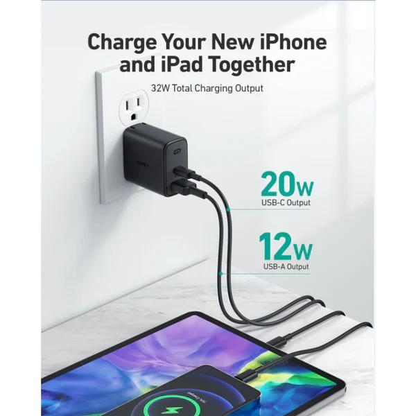 AUKEY 32W Dual-Port PD Wall Charger 2-Pack with USB-C & USB-A