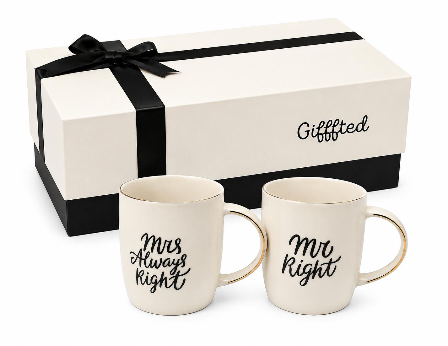 Mr Right & Mrs Always Right Coffee Mug Set – 380ml Ceramic