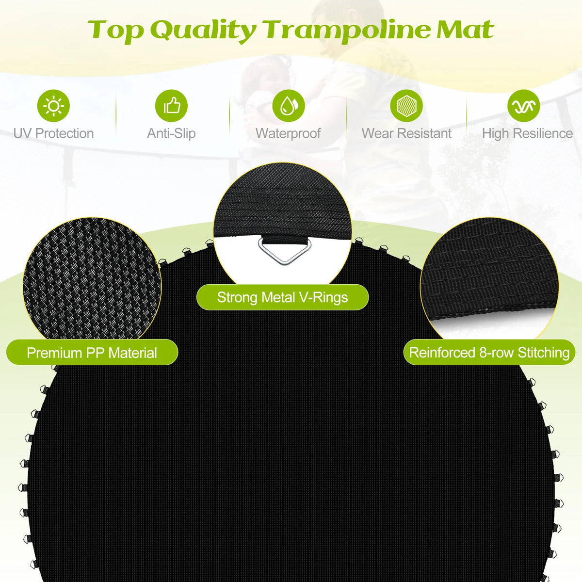 12FT Trampoline Replacement Enclosure Net – Protective Surround Mesh, Black - Closeoutconnect