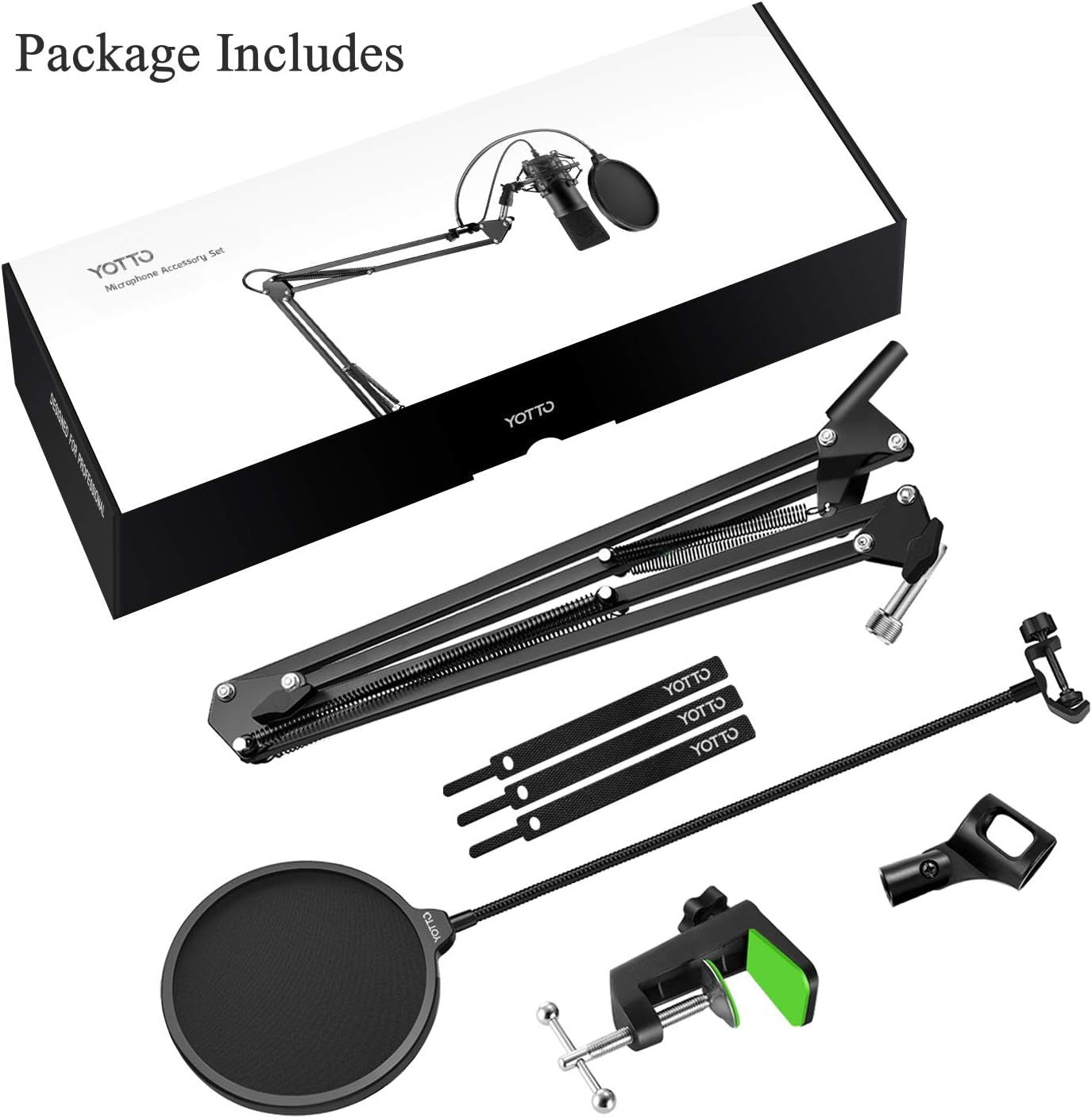 YOTTO Adjustable Microphone Boom Arm Stand with Pop Filter - product image 3