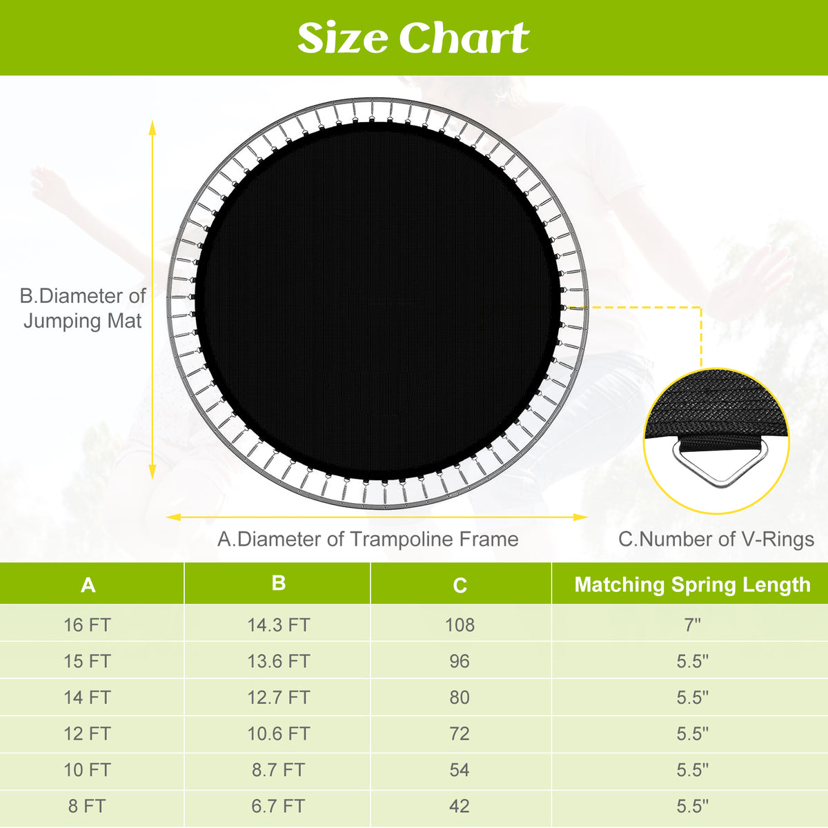 10 ft High-Elastic PP Replacement Trampoline Jumping Mat – TW10030 - Closeoutconnect
