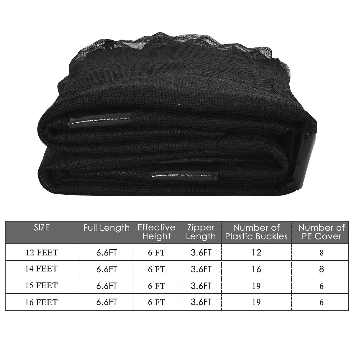 16FT Trampoline Replacement Enclosure Net – 6FT High PE Mesh for 6 Straight Poles - Closeoutconnect