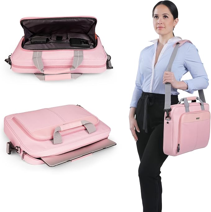 Targus TCT02703GL Classic Slim 15.6" Laptop Briefcase, Pink
