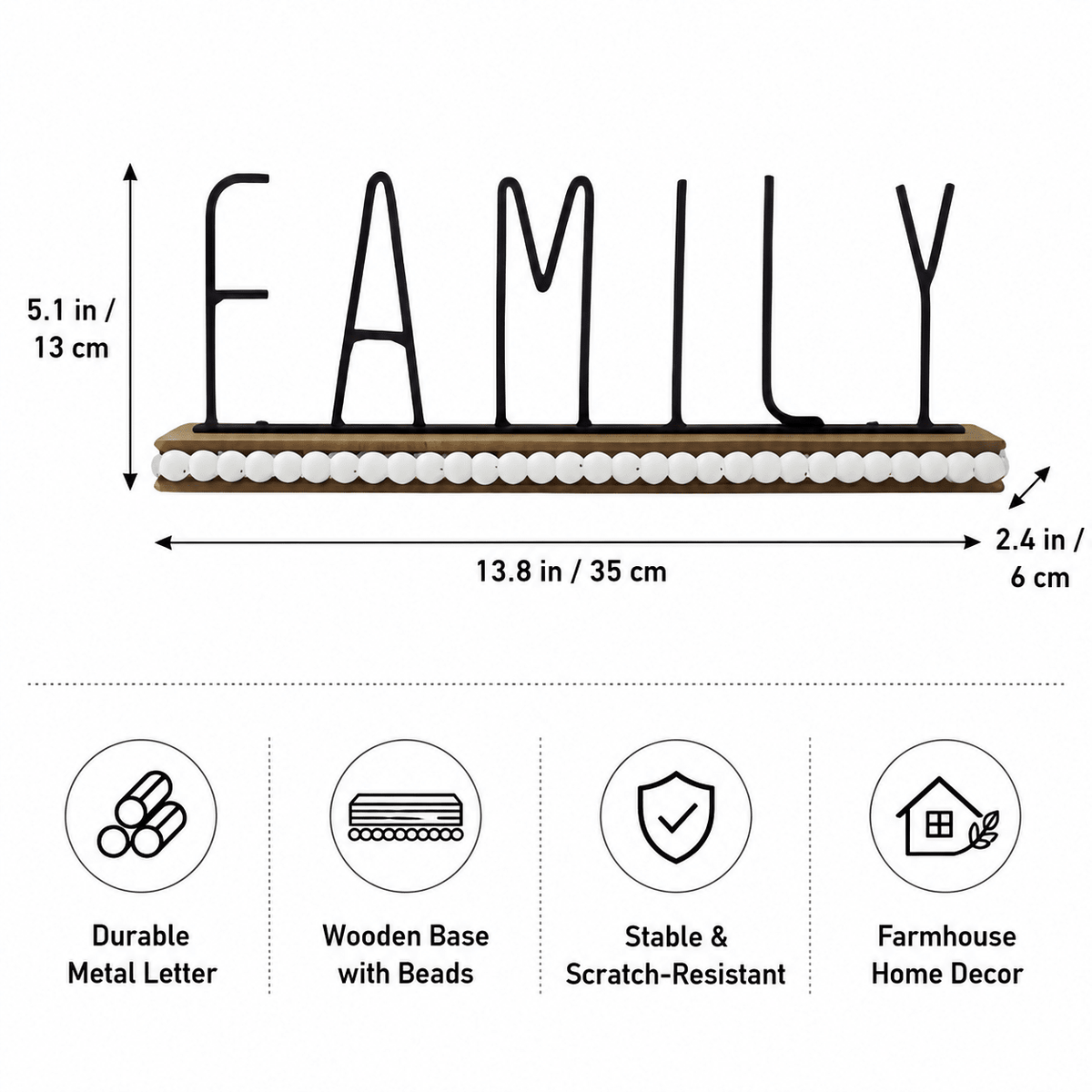 Wooden Black Metal “FAMILY” Table Décor Sign – SBS366 - Closeoutconnect