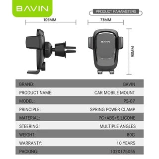 BAVIN PS07 Universal Air Vent Car Phone Holder with 360° Rotation