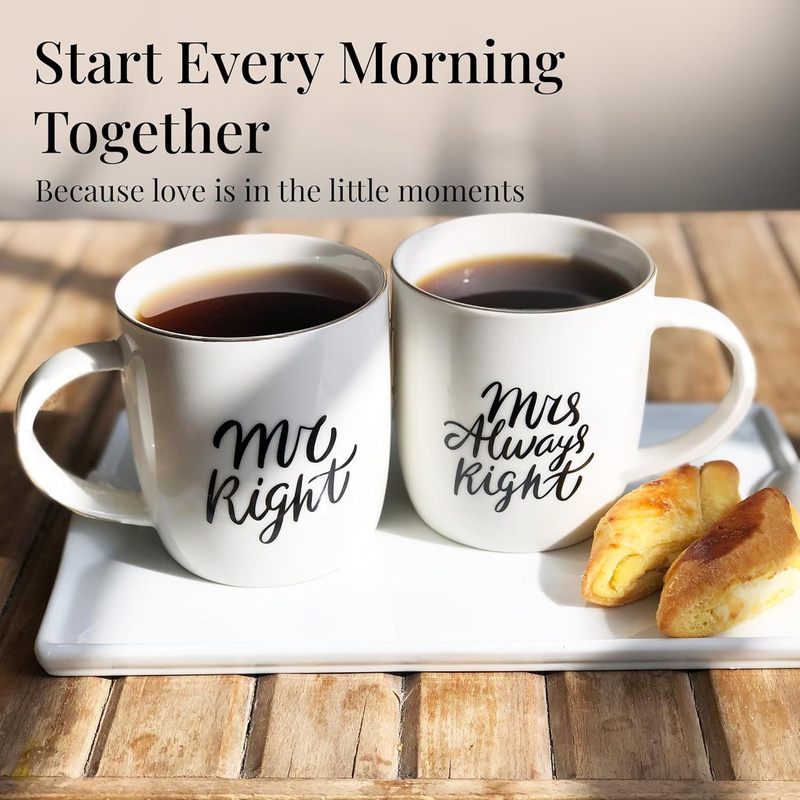 Mr Right & Mrs Always Right Coffee Mug Set – 380ml Ceramic