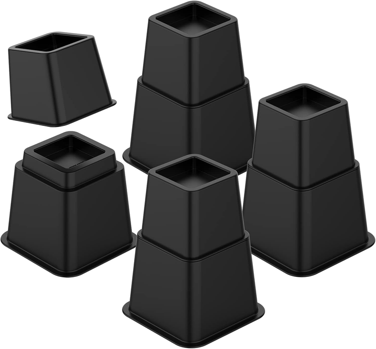 Adjustable Bed & Furniture Risers Set of 4, Stackable Heavy Duty