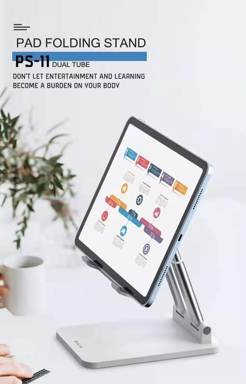 BAVIN PS11 Adjustable Tablet & Phone Stand, Foldable Aluminum Desktop Holder