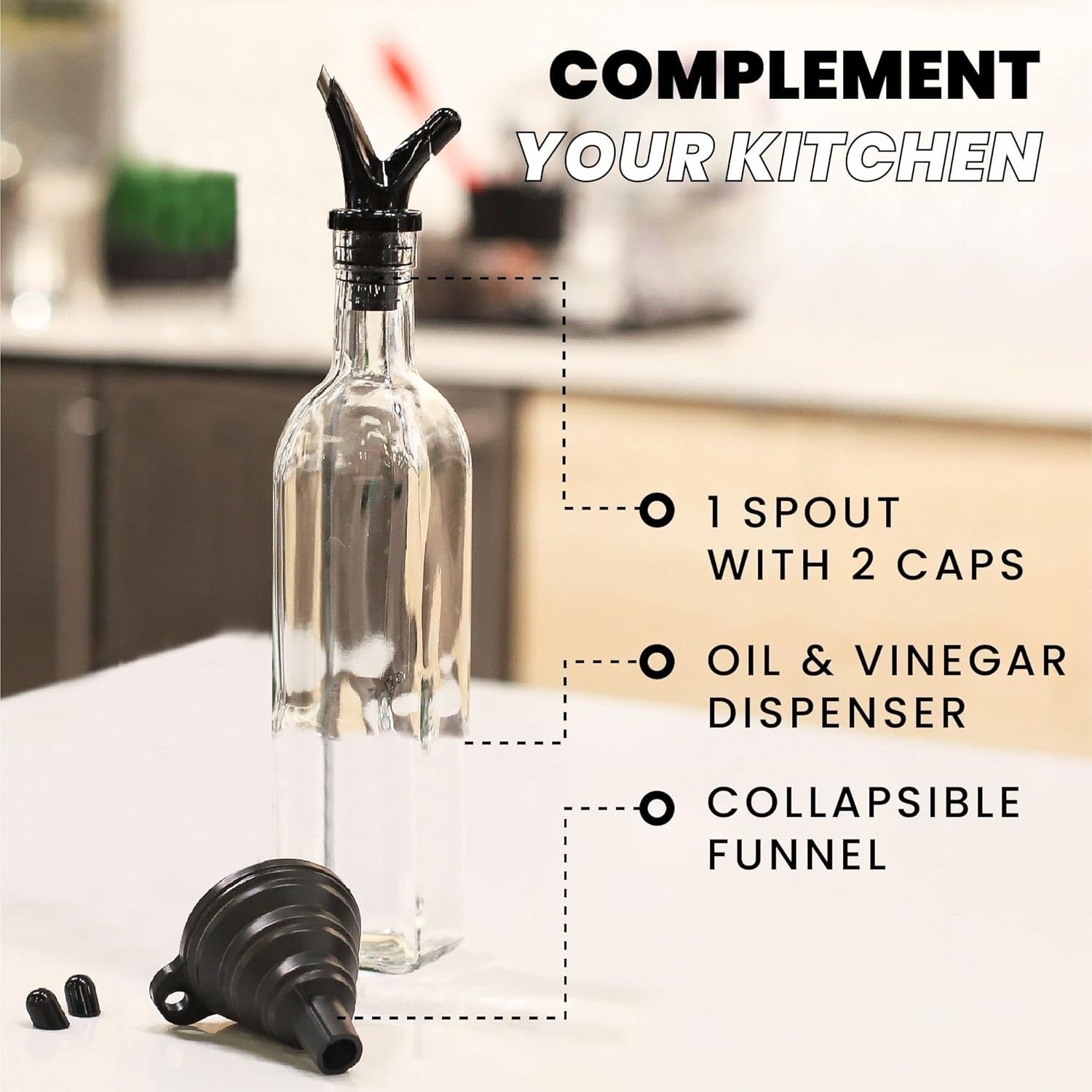 Zeppoli 17 oz Oil & Vinegar Glass Dispenser Bottle Set