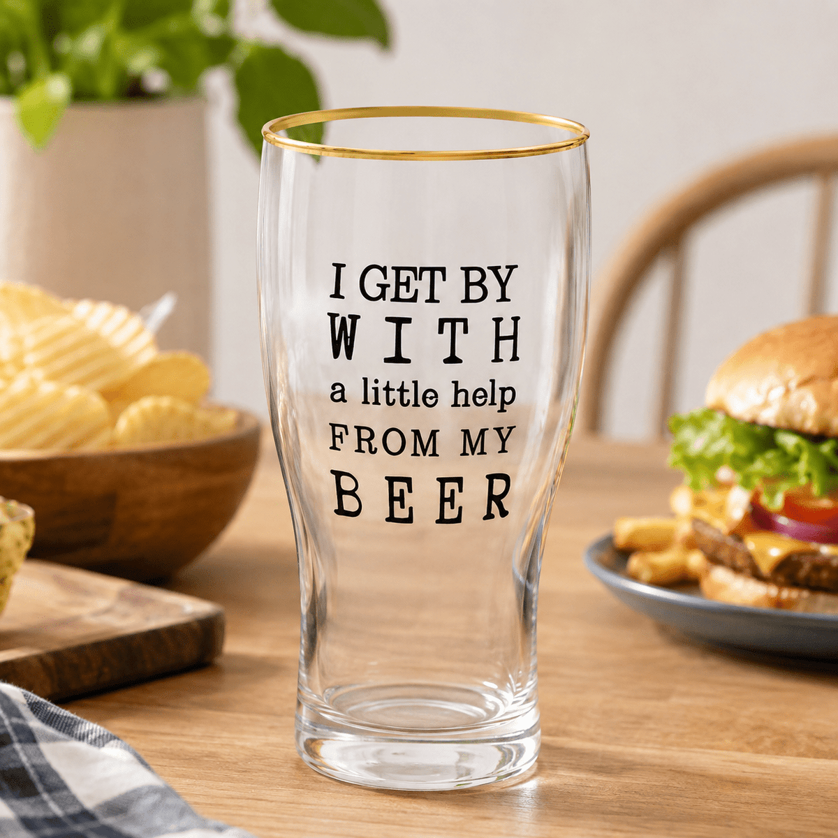 TGY216 Funny Printed Beer Glass with Gold Rim – Pack of 3 - Closeoutconnect