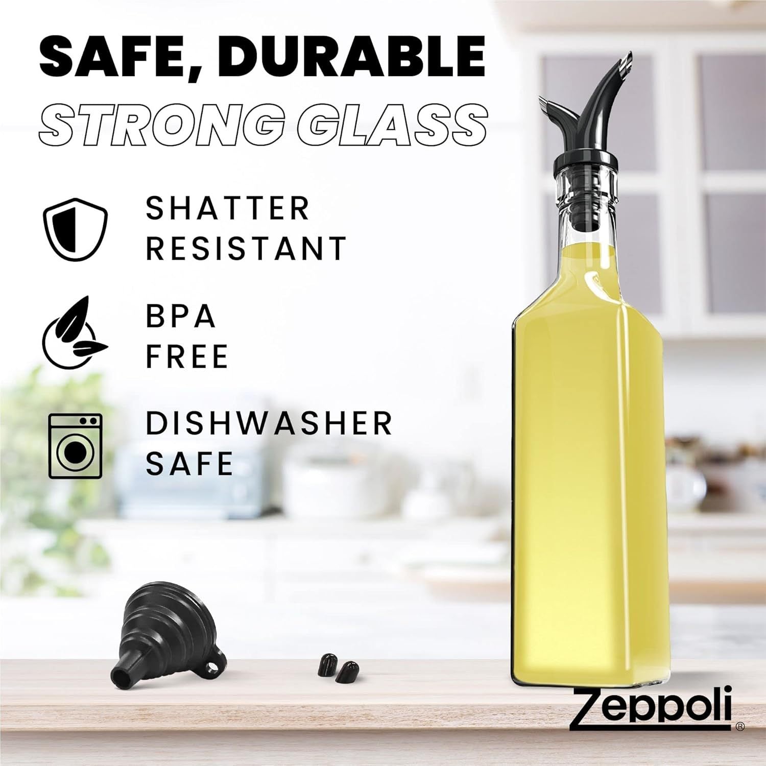 Zeppoli 17 oz Oil & Vinegar Glass Dispenser Bottle Set