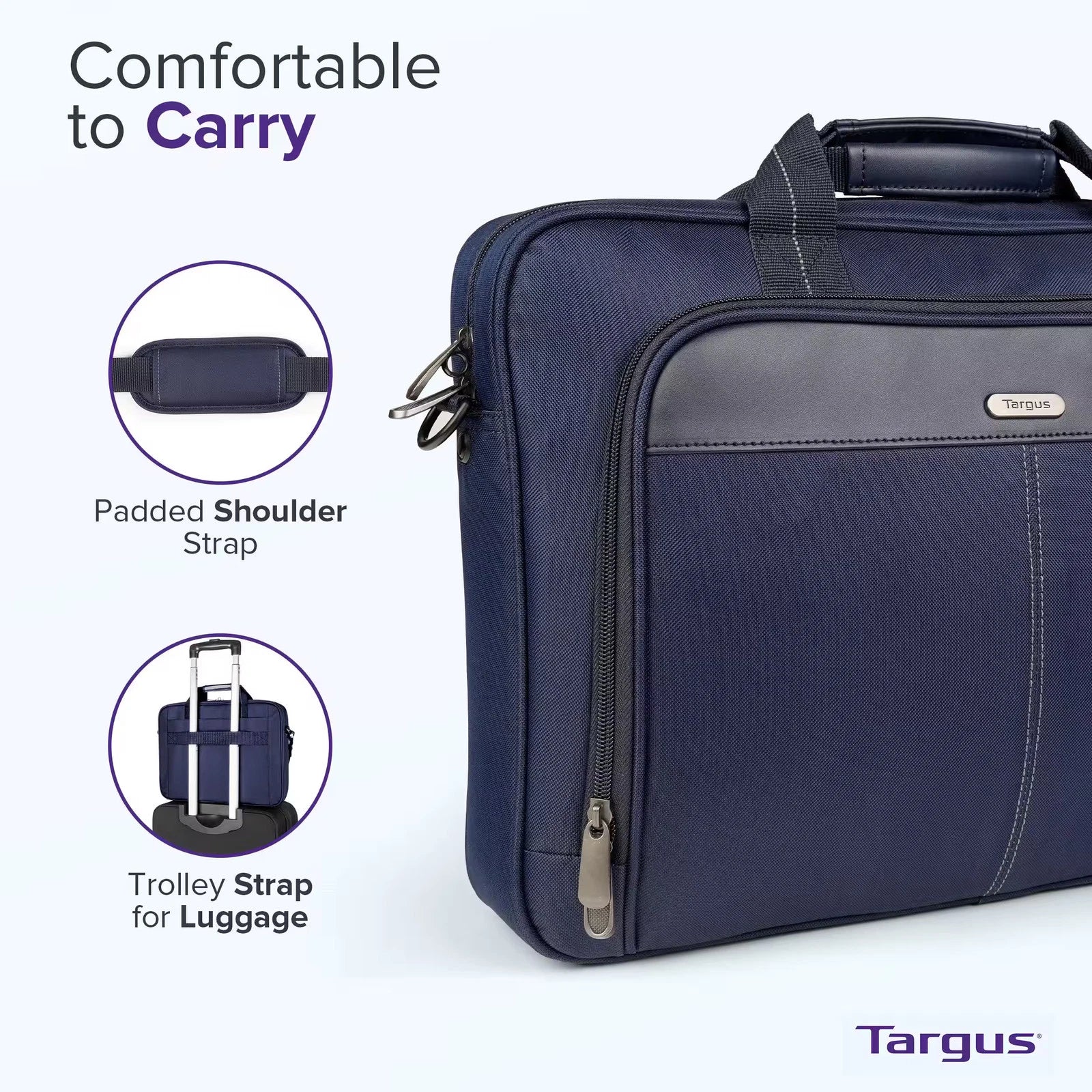 Targus TCT02702GL Classic Slim 15–16" Laptop Briefcase, Blue