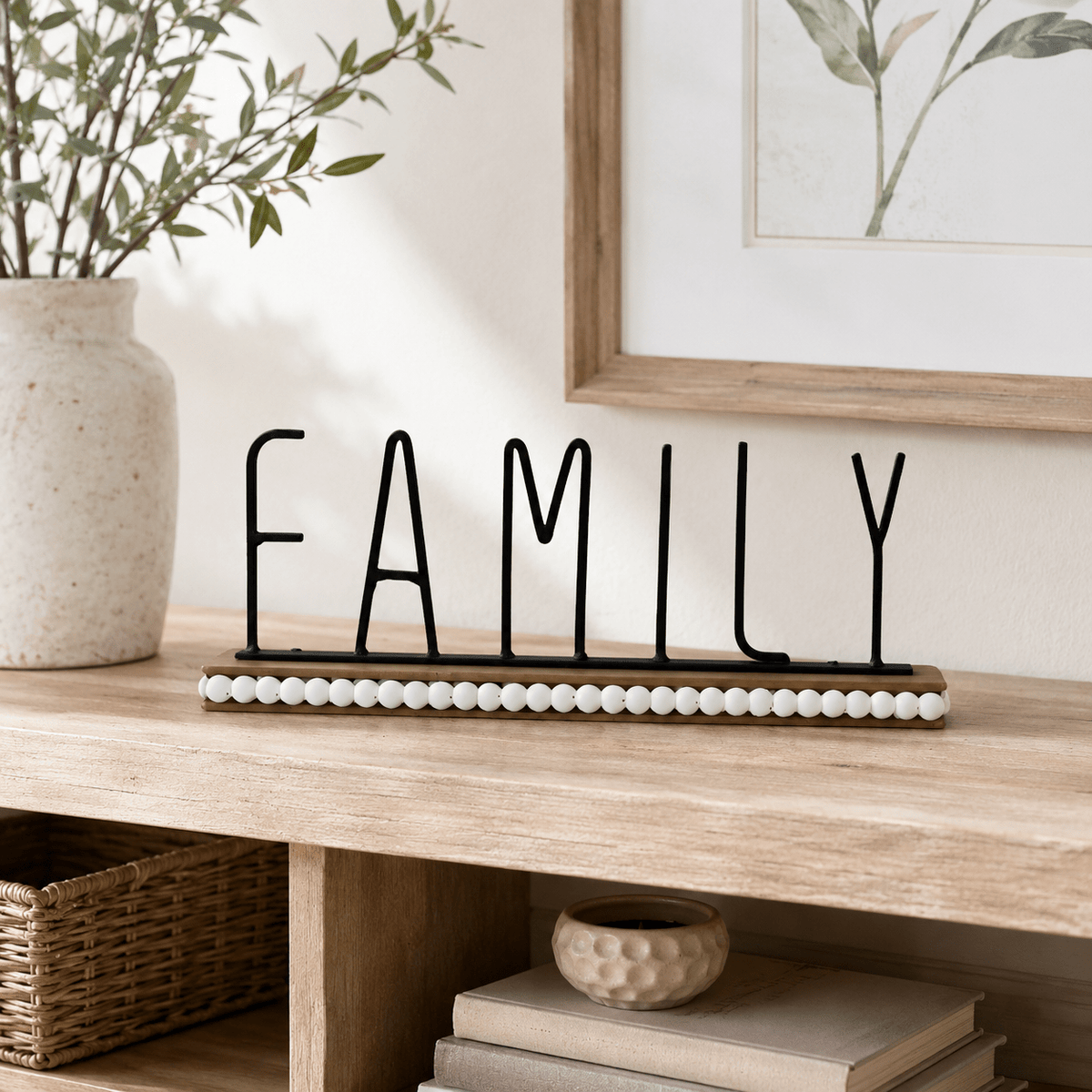 Wooden Black Metal “FAMILY” Table Décor Sign – SBS366 - Closeoutconnect